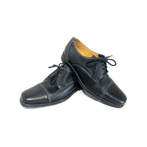 Sandro Moscolini Floater Black Cap Toe Lace Up Leather Oxford Dress Shoes